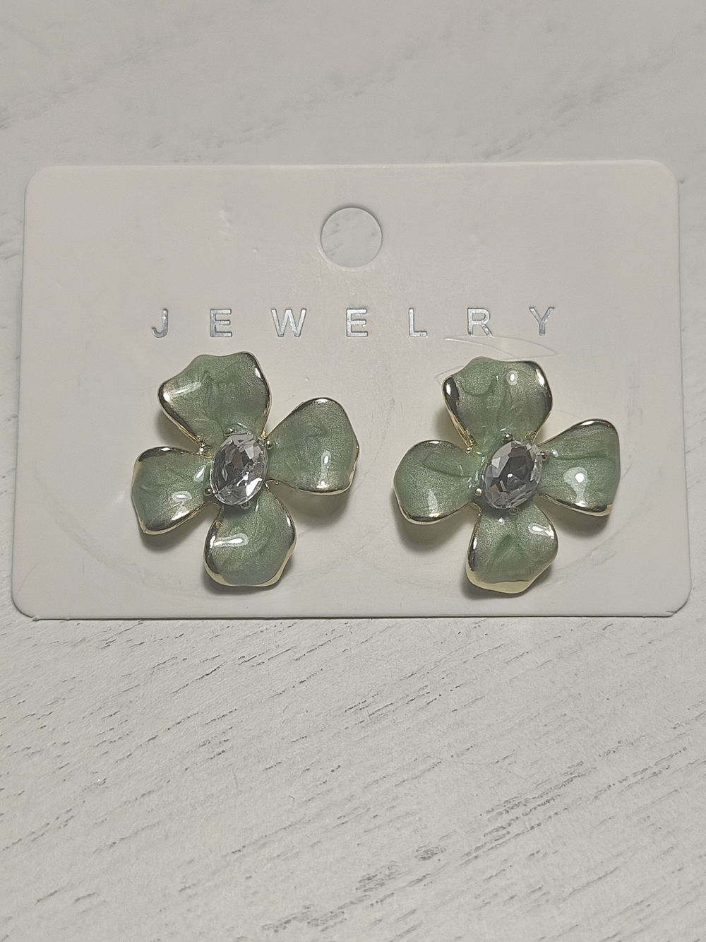 Green Floral Crystal Earrings